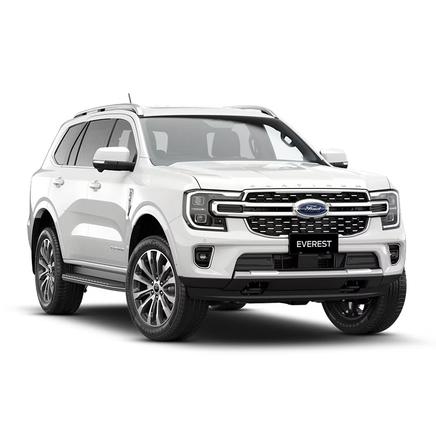 Ford Everest Platinum màu trắng, xe SUV 7 chỗ cao cấp với thiết kế hiện đại và công nghệ tiên tiến.