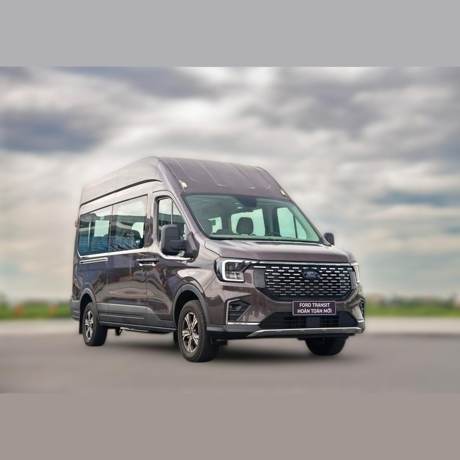Ford Transit 2024 Premium 16 chỗ màu nâu, thiết kế nổi bật, nội thất cao cấp.